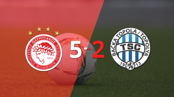 Doblete de Daniel Podence en la goleada de Olympiacos frente a TSC Backa Topola
