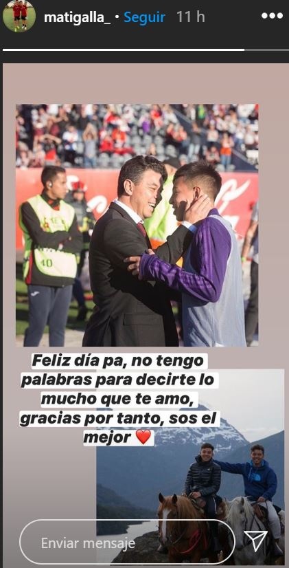 El mensaje de Matías a su papá Marcelo Gallardo