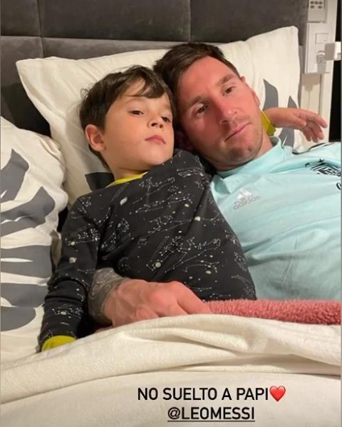 Messi junto a su hijo Mateo